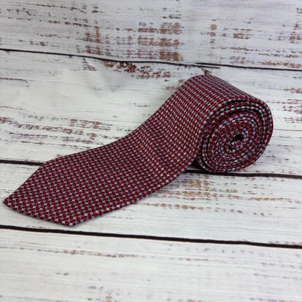 Brooks Brothers Silk Geometric Tie Red Blue Mens preppy business